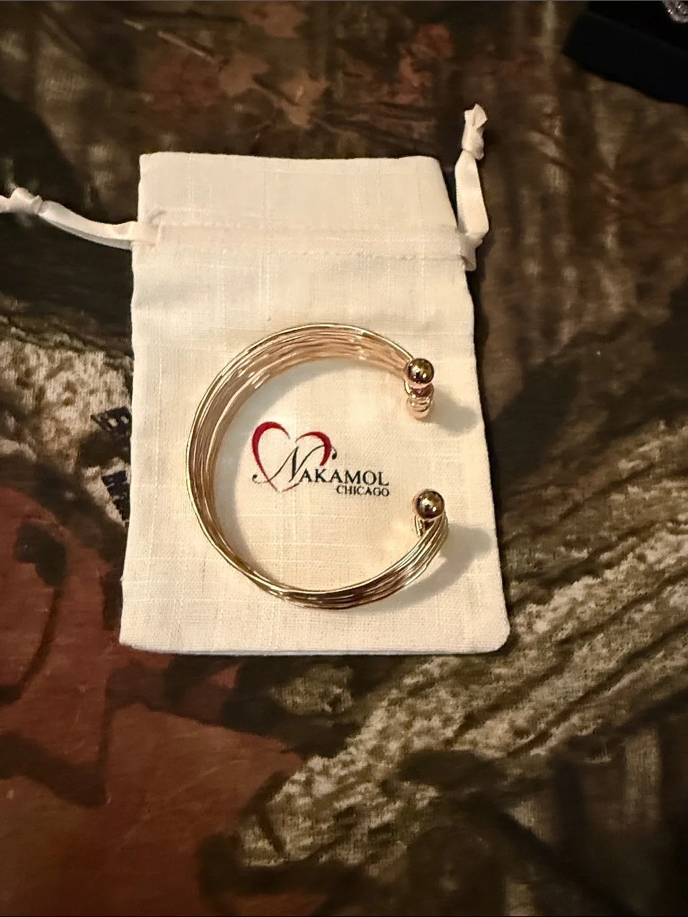 Nakamol Shiny Gold Rippled Bangle Bracelet Set